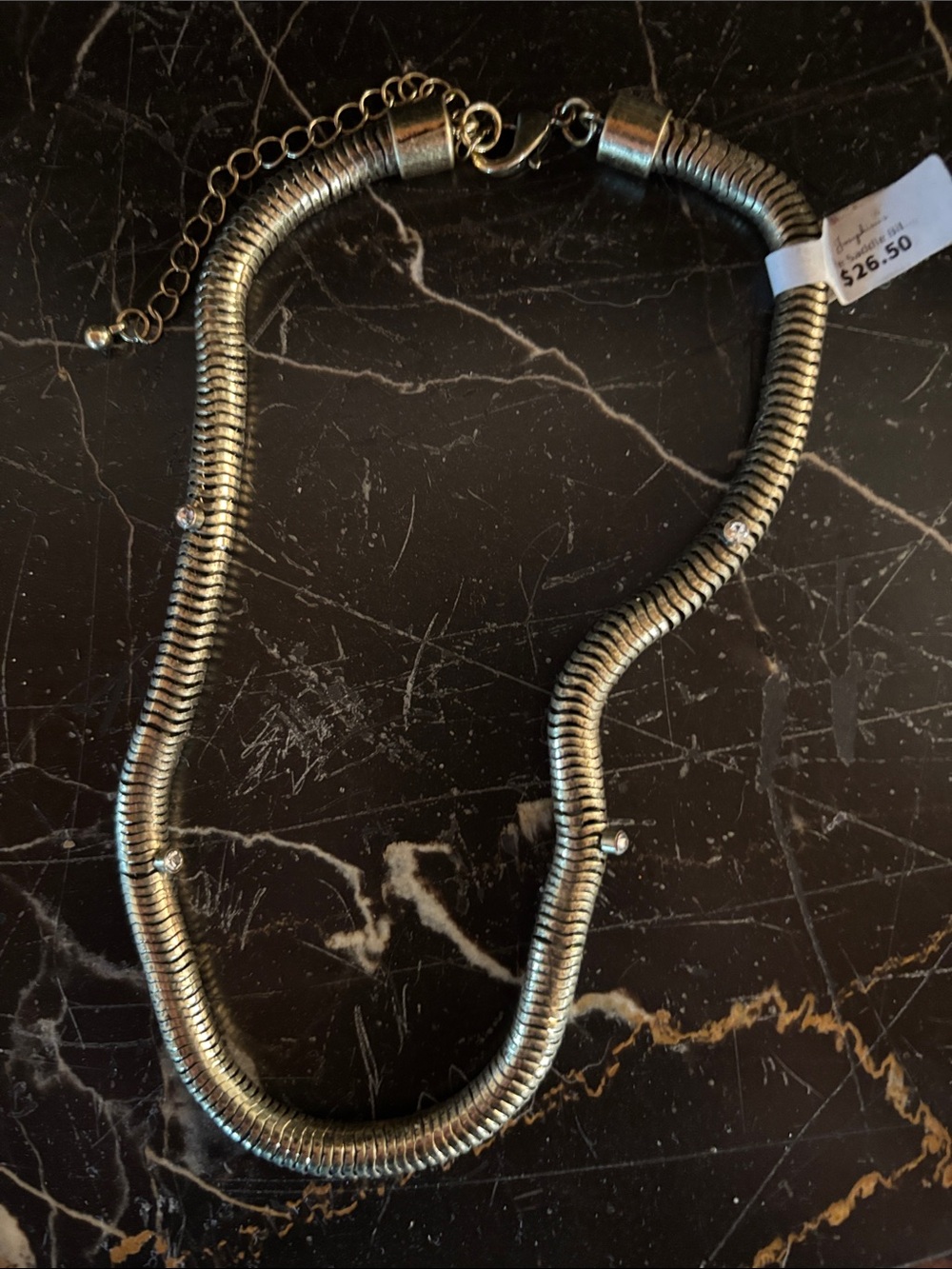Silver-Tone Snake Chain Necklace with Accent Beads - Women's Jewelry